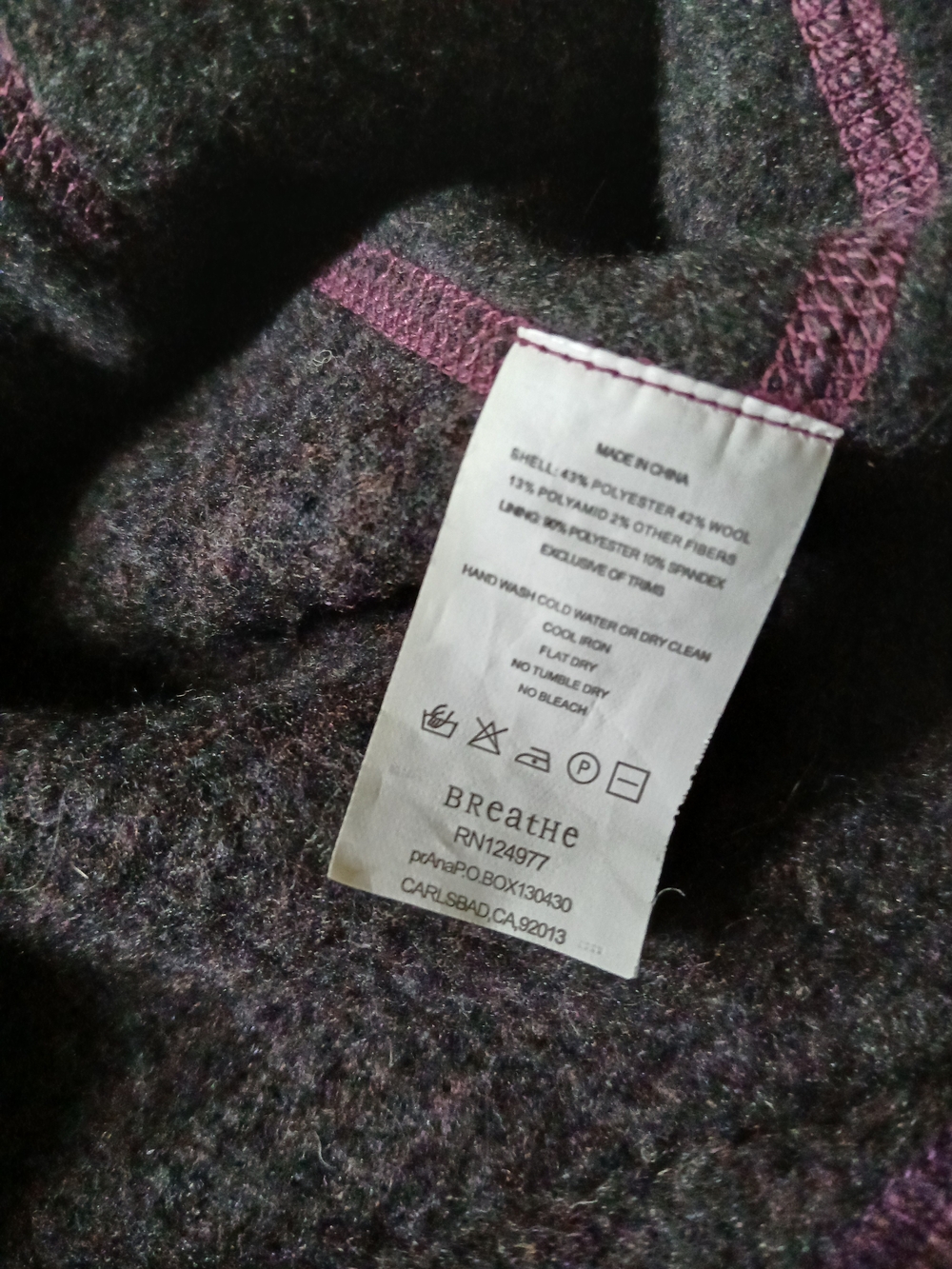 Women’s Purple Funnel-Neck Sweater with Contrast Stitching - Picture 5 of 8